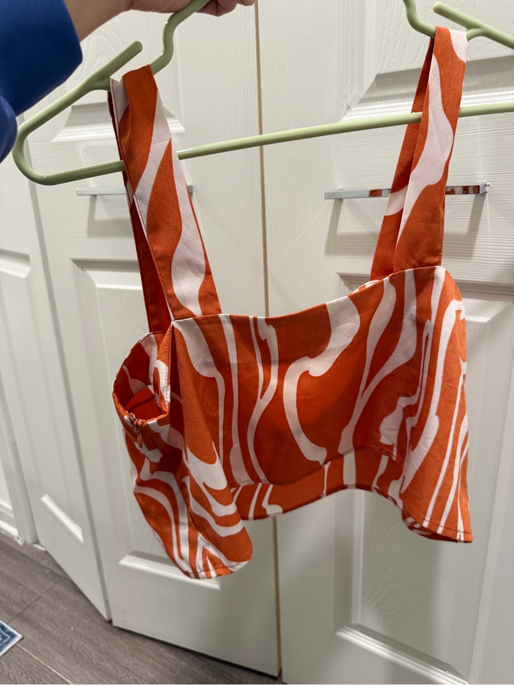 Crop Tank Top in Burnt Orange and White - Women